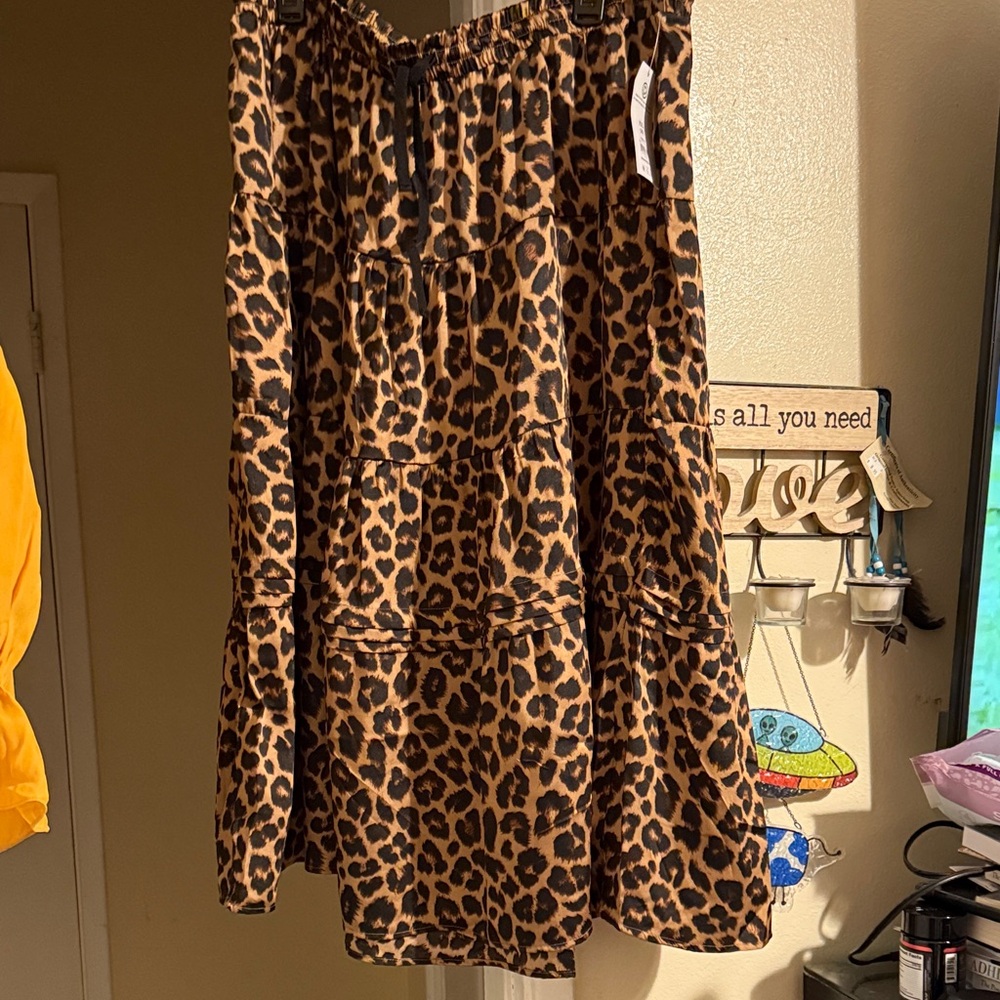 Time and Tru Leopard Print High Low Skirt